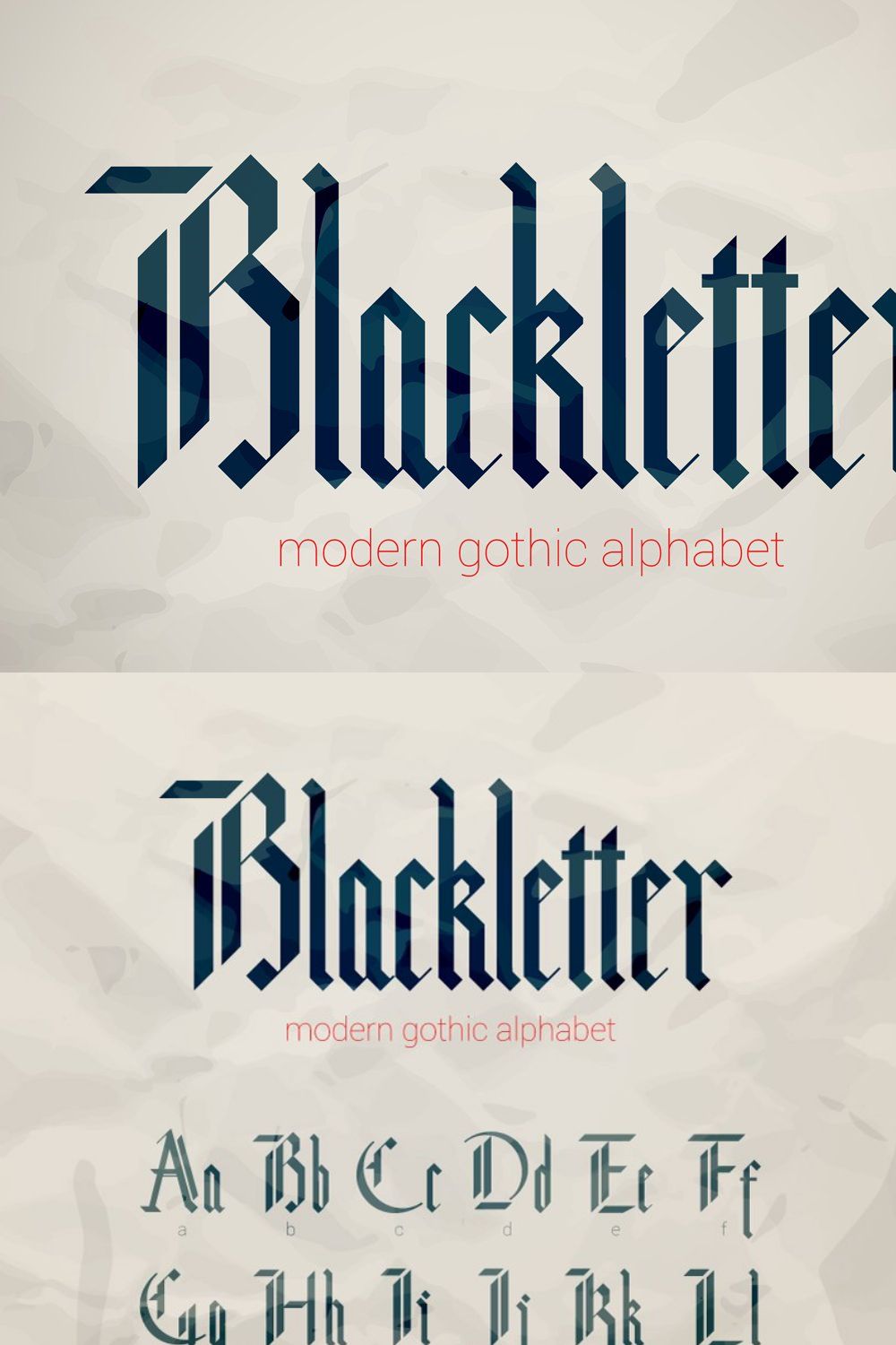 Blackletter modern gothic font. pinterest preview image.