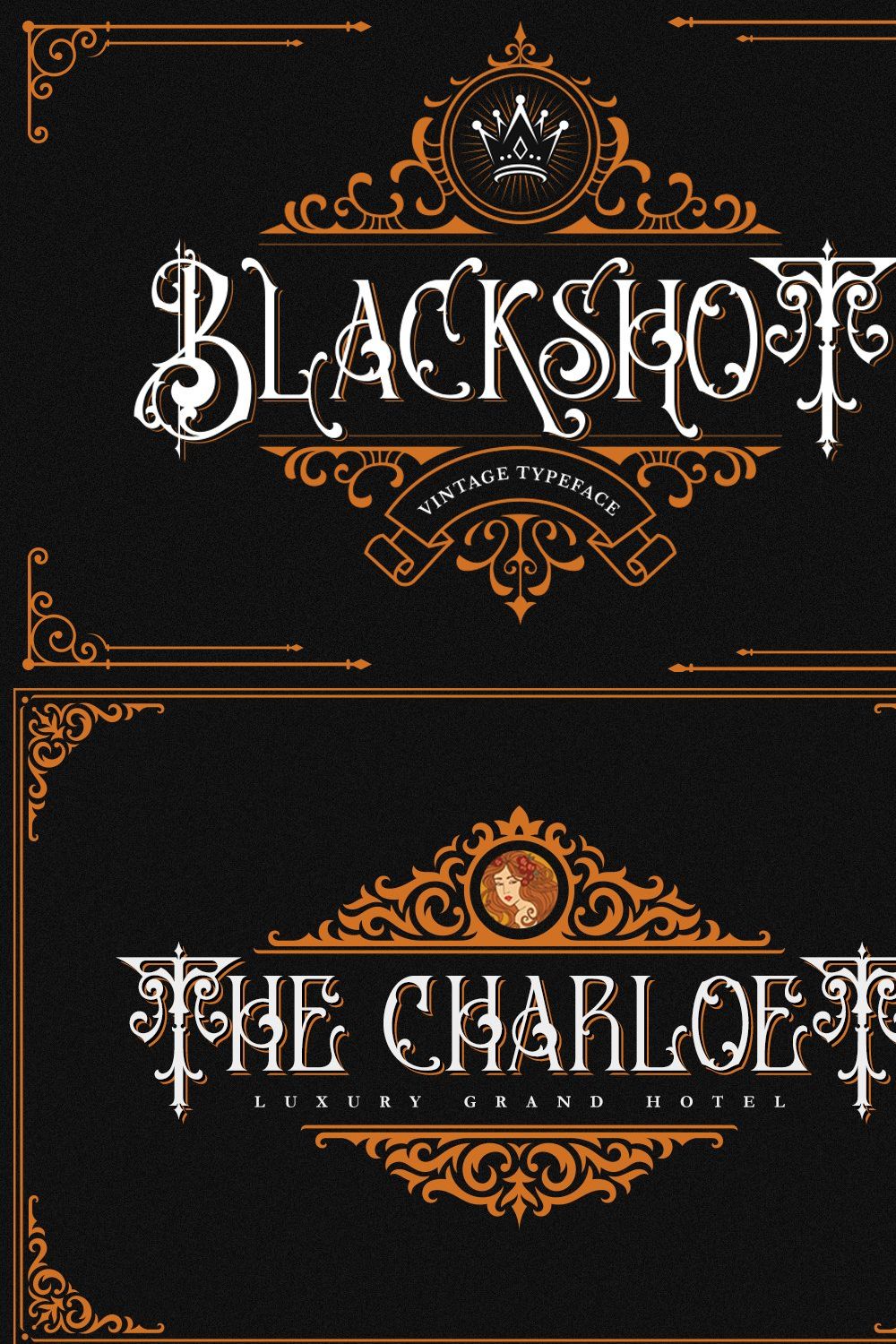 Blackshot - Blackletter Font pinterest preview image.