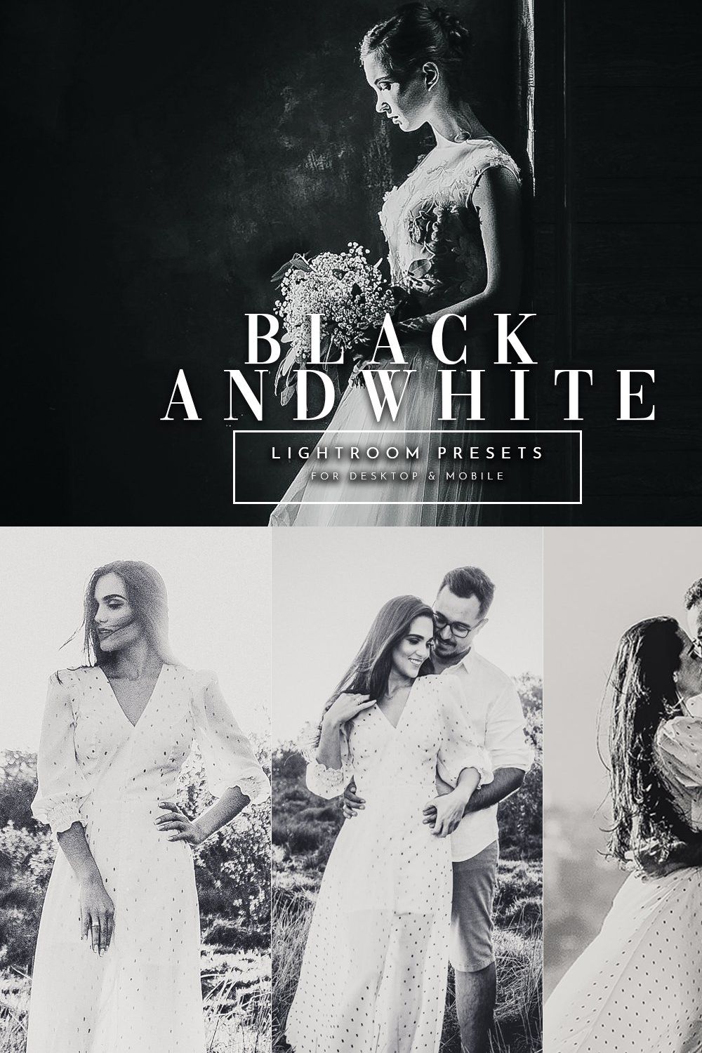 Black&White Lightroom Presets Pack pinterest preview image.