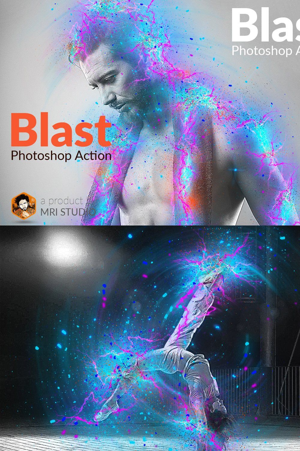 Blast Photoshop Action pinterest preview image.