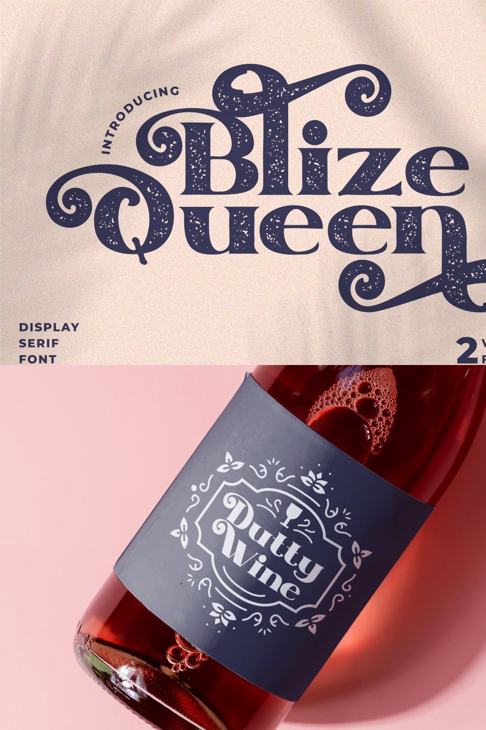 Blize Queen - Display Serif Font pinterest preview image.