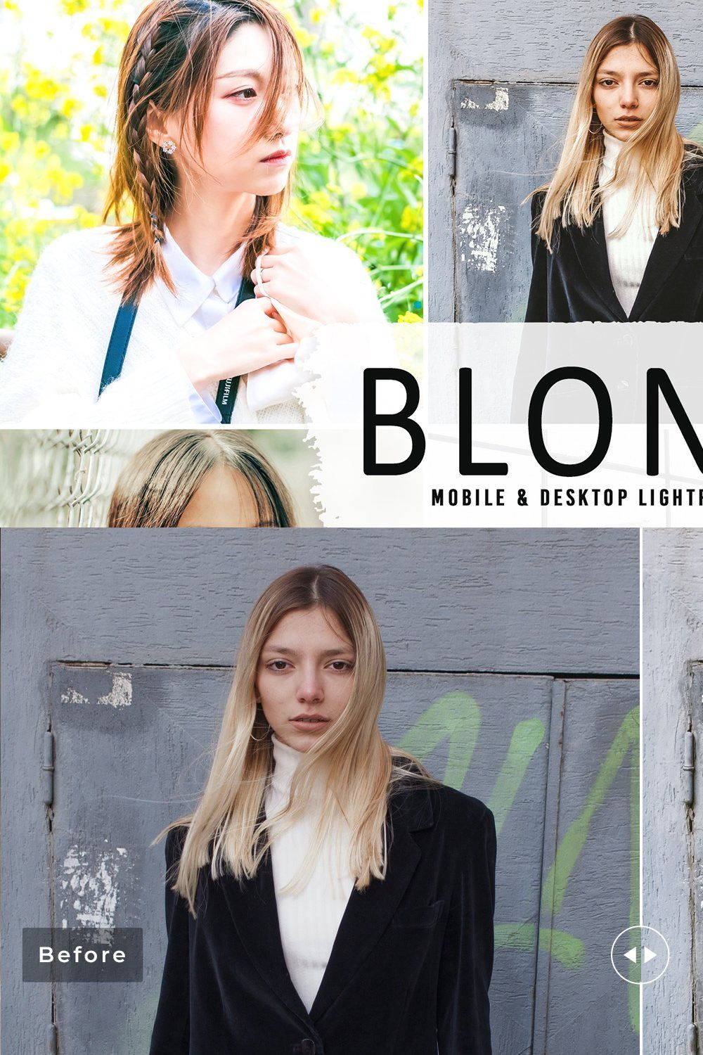 Blonde Pro Lightroom Presets pinterest preview image.