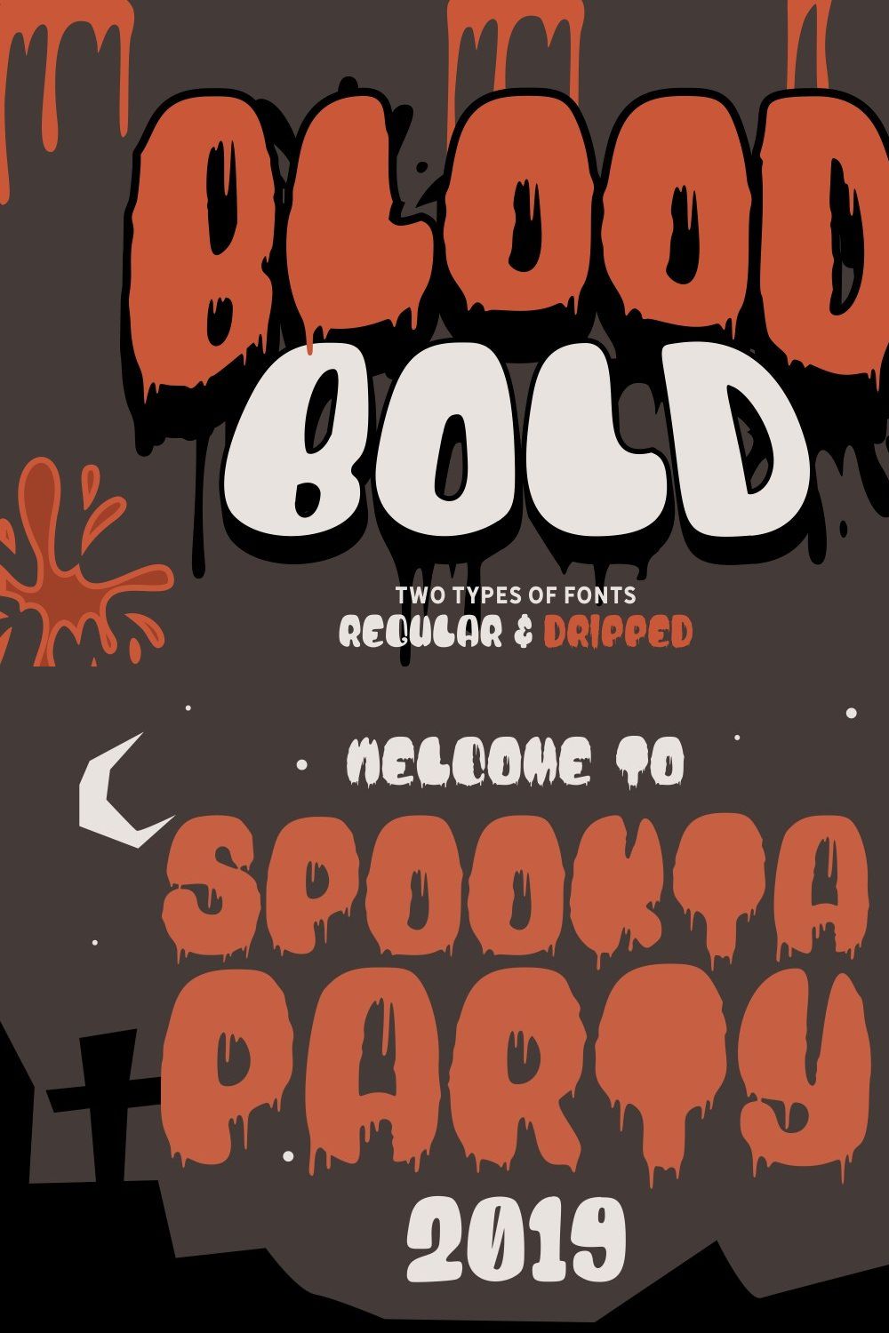 Blood Bold - Fun Halloween Two Fonts pinterest preview image.