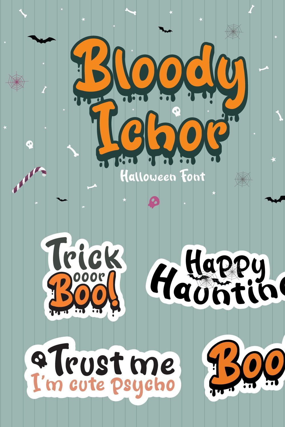 Bloody Ichor - Halloween Font pinterest preview image.