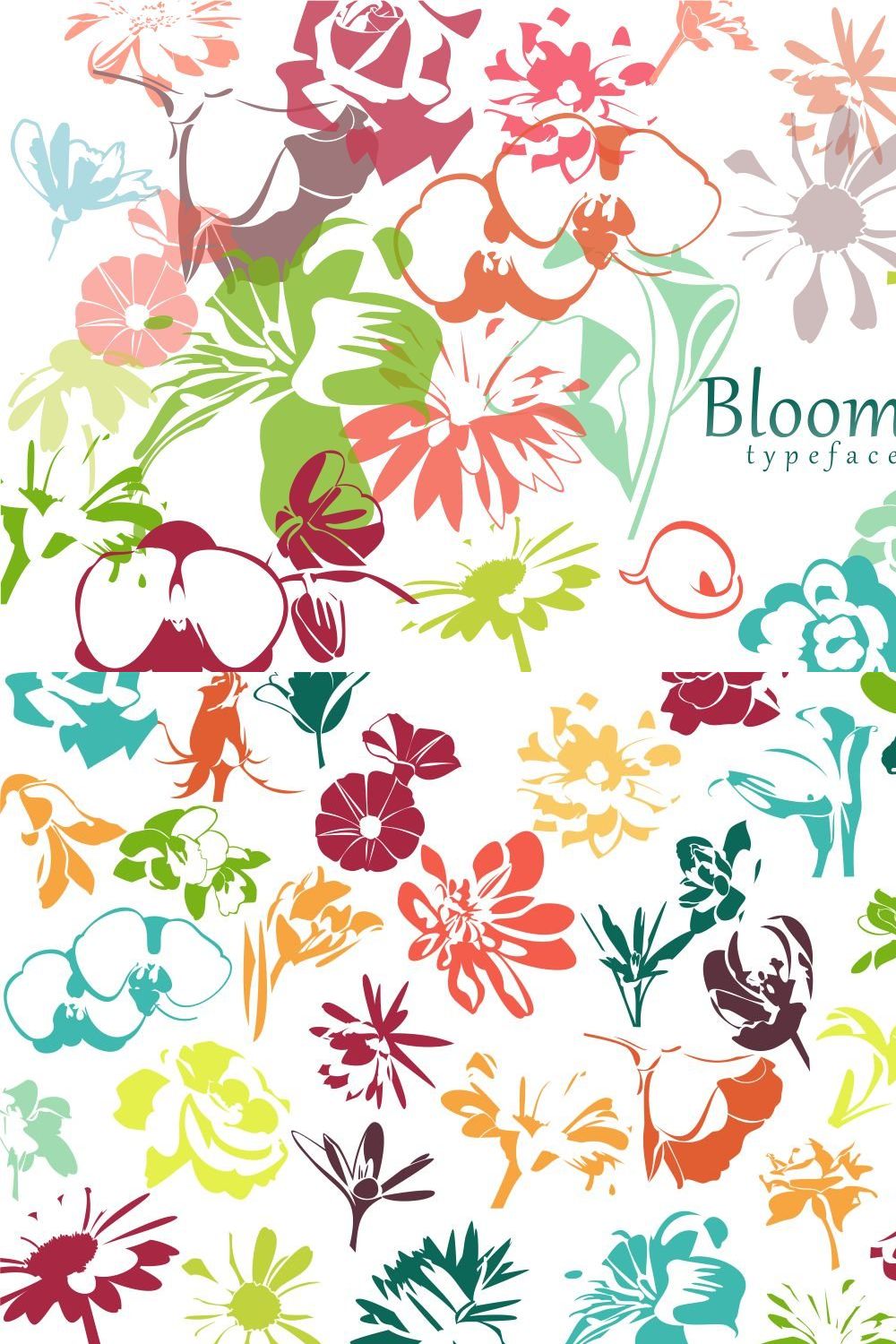 Bloomy typeface pinterest preview image.