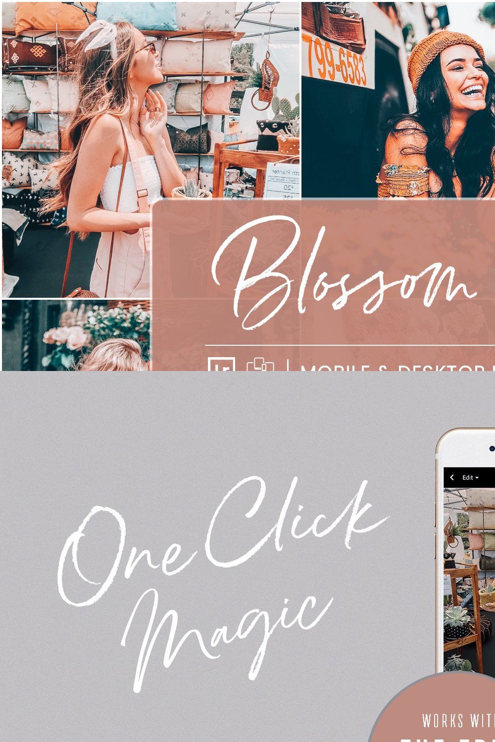 BLOSSOM COLORS LIGHTROOM PRESETS pinterest preview image.