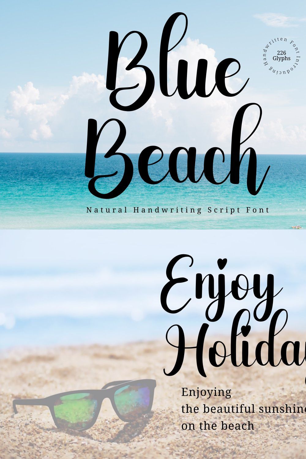 Blue Beach | Handwritten Font pinterest preview image.