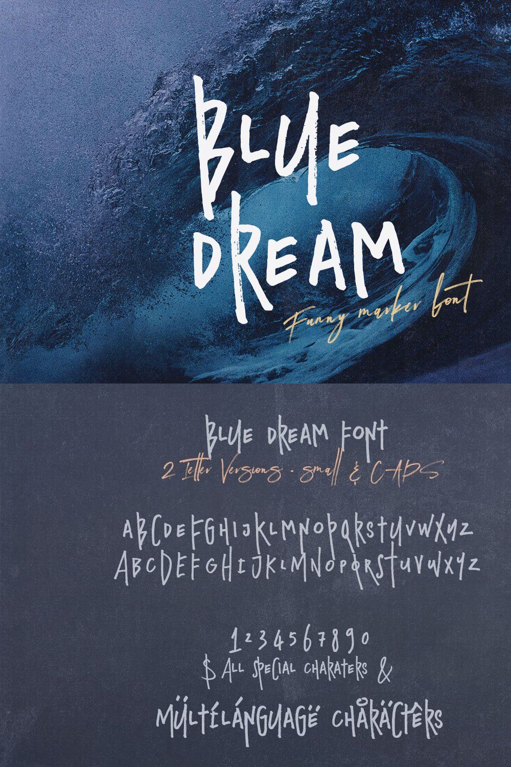 Blue Dream - Crazy Handwritten Font pinterest preview image.