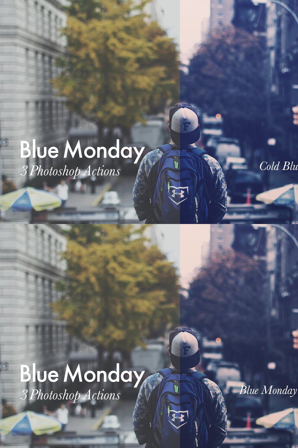 Blue Monday - 3 Photoshop Actions pinterest preview image.