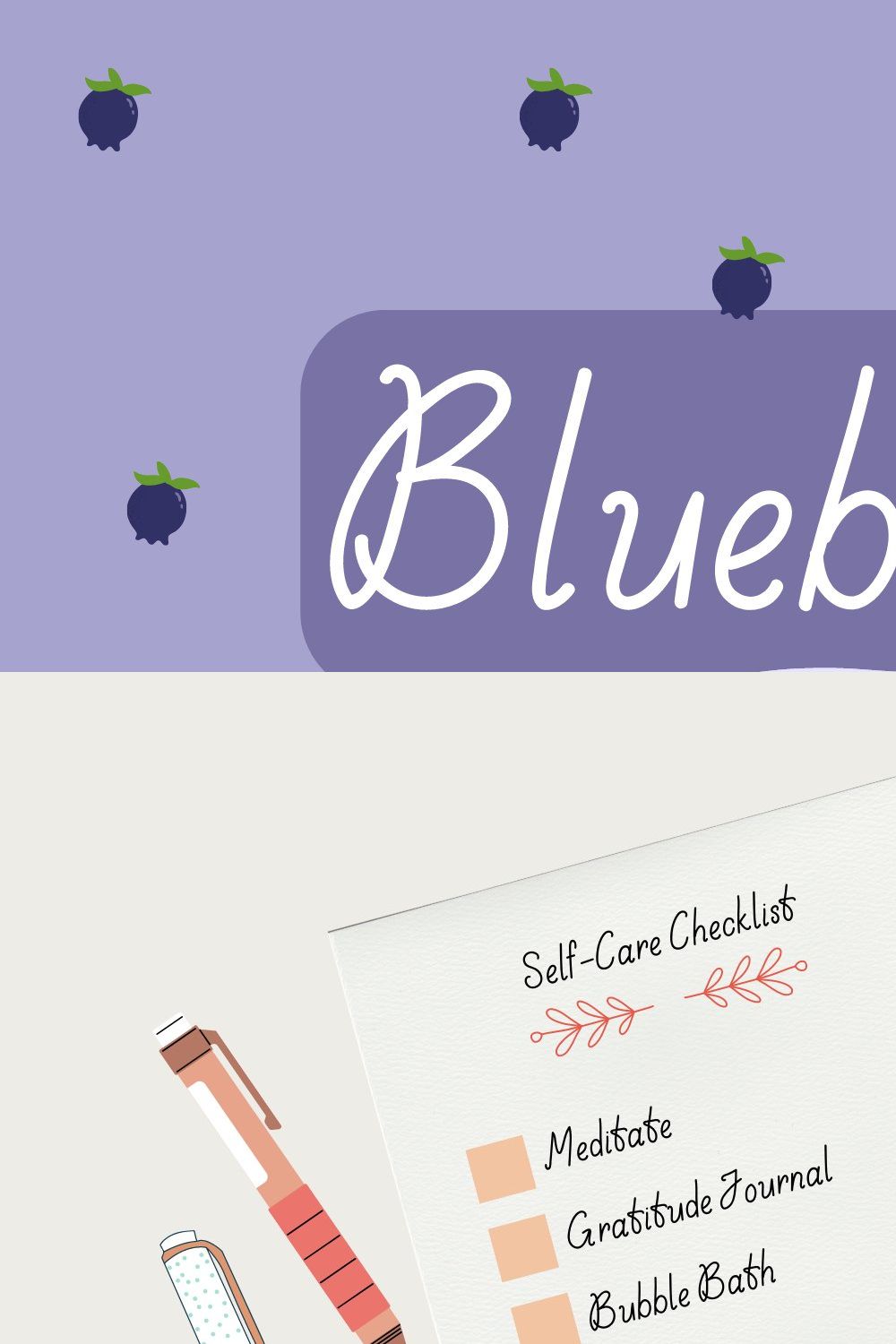 Blueberry Handwritten Font pinterest preview image.