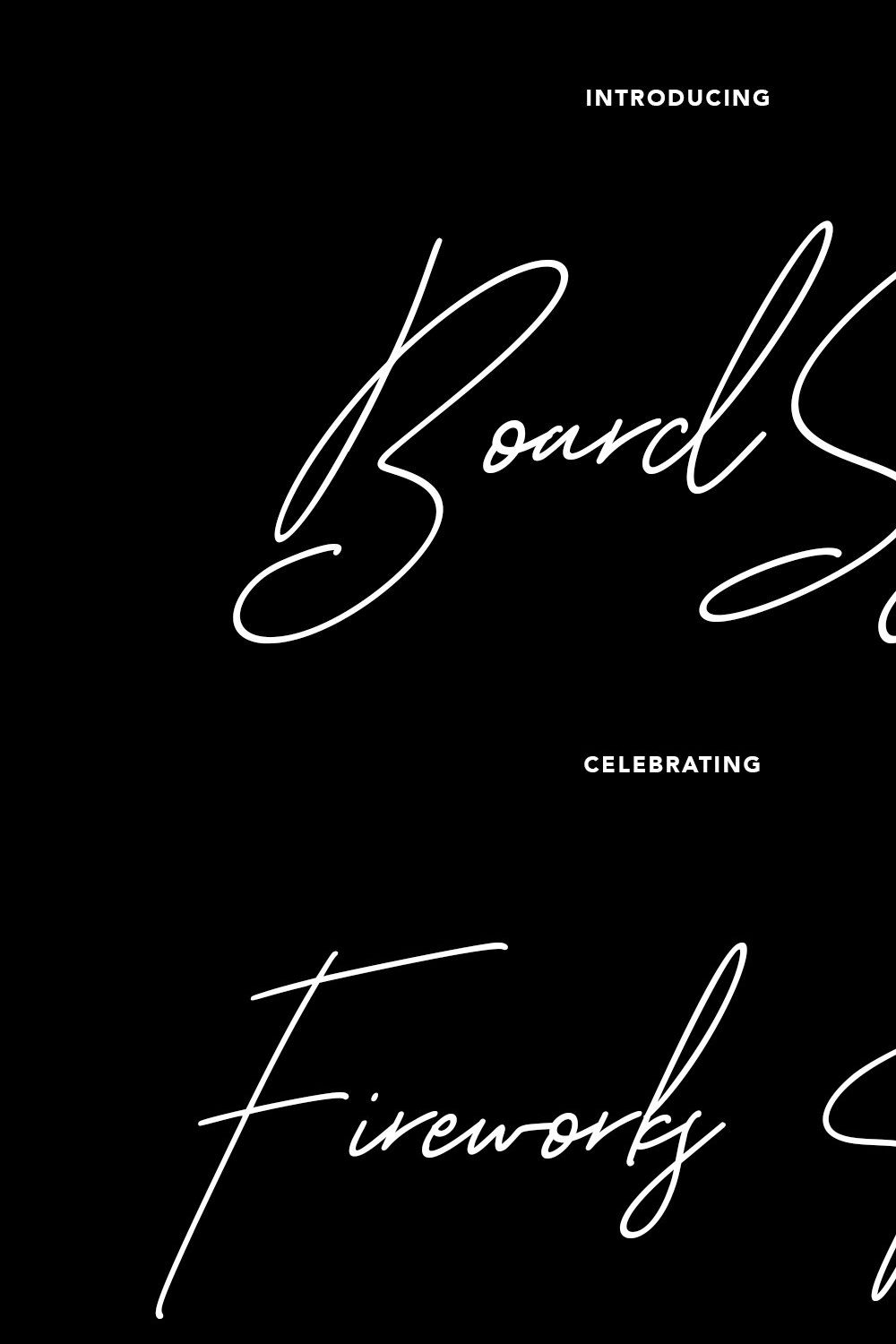 Boardsky Monoline Signature Font pinterest preview image.