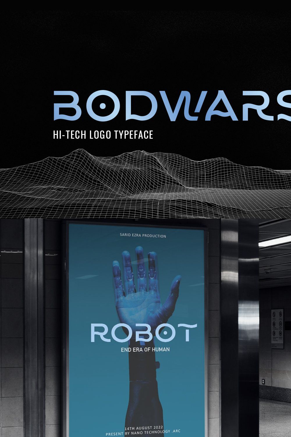 Bodwars - Hi-tech Logo Typeface pinterest preview image.