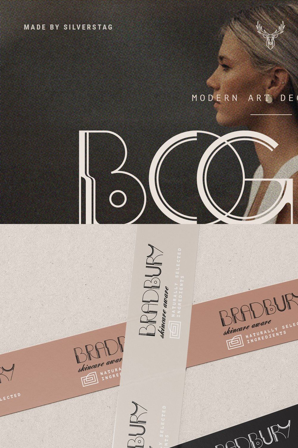 BogArt Deco - Ligature Font Family pinterest preview image.