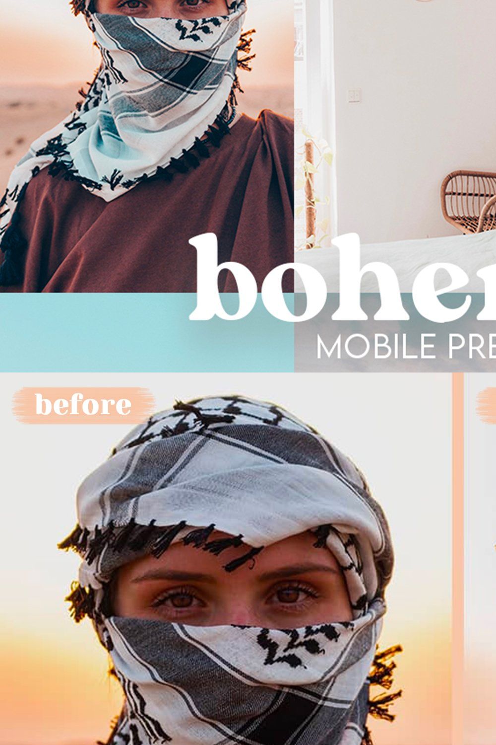 Bohemia Lightroom Mobile Presets pinterest preview image.