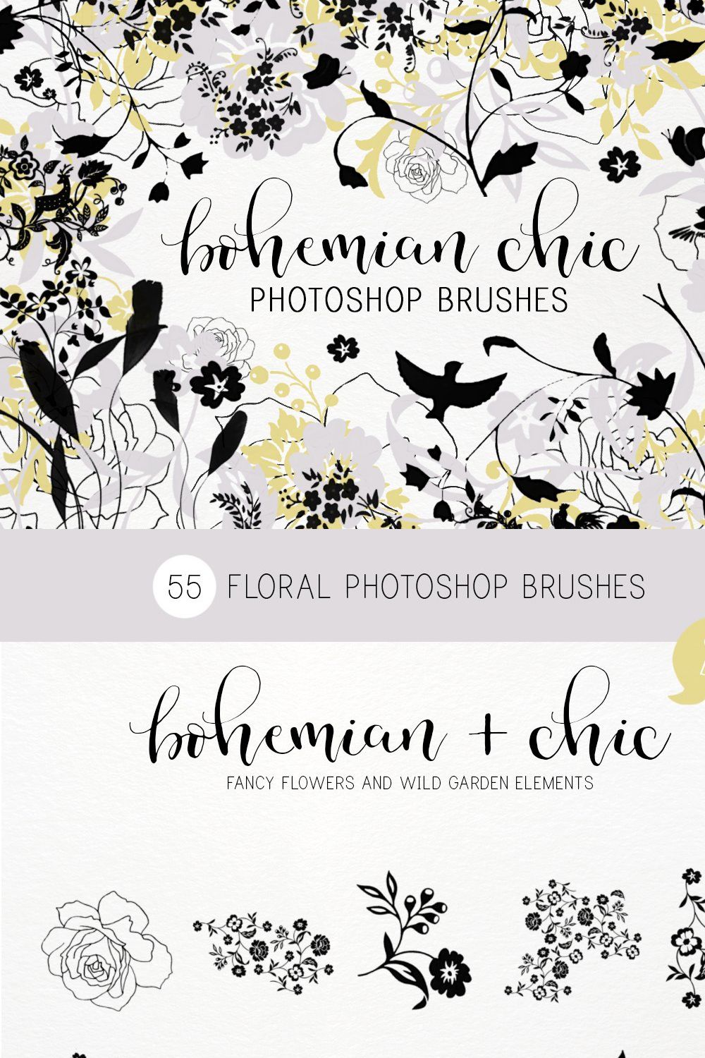 Bohemian Chic photoshop brushes pinterest preview image.