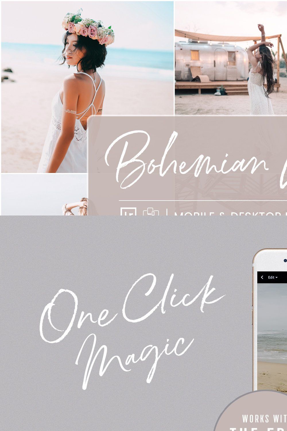 BOHEMIAN LIFESTYLE LIGHTROOM PRESETS pinterest preview image.