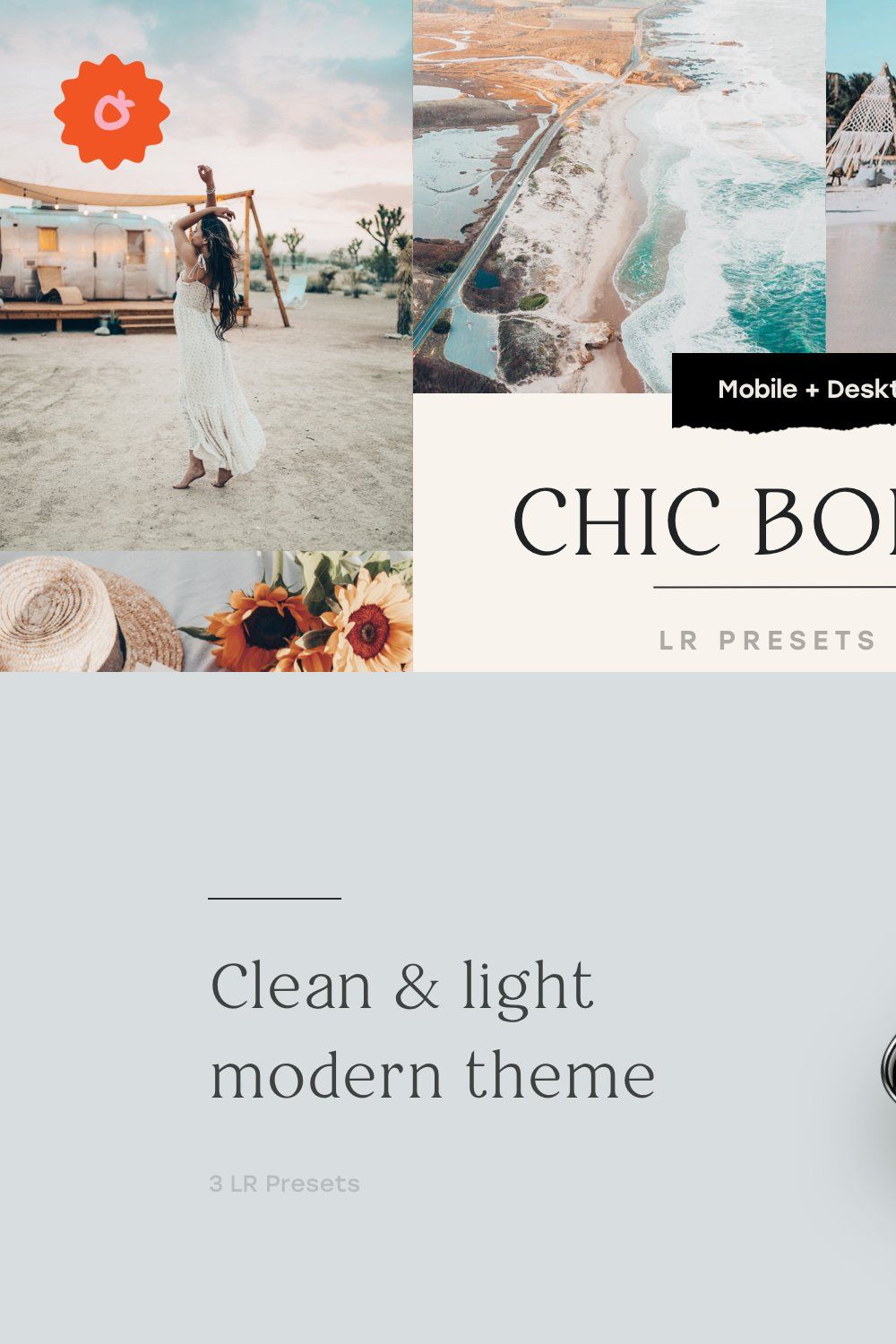 Bohemian Lightroom Presets Pack pinterest preview image.