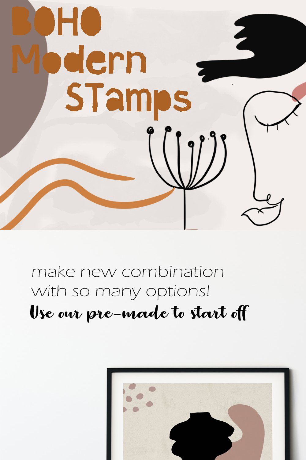 Boho Stamps Photoshop Procreate pinterest preview image.