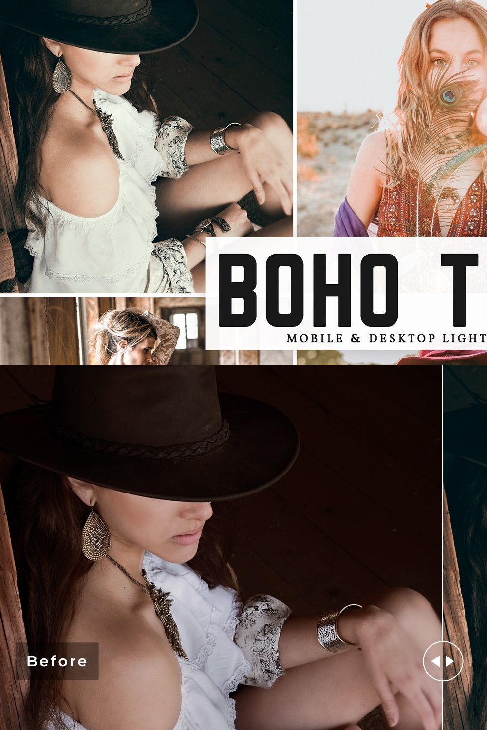 Boho Tones Pro Lightroom Presets pinterest preview image.