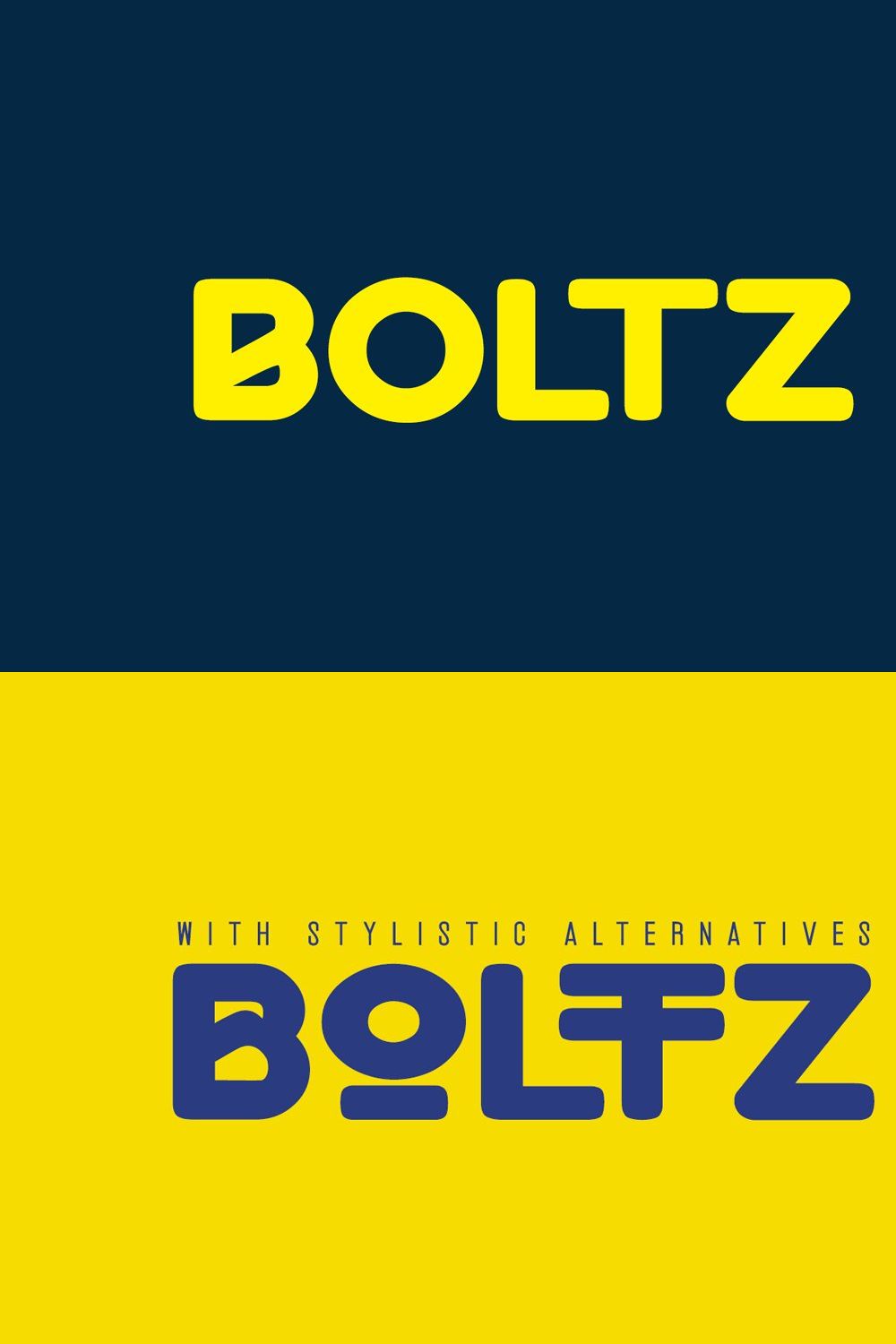 BOLTZ - Unique Display Typeface pinterest preview image.