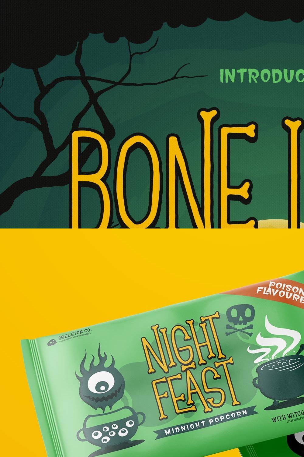 Bone Lock Halloween Font pinterest preview image.