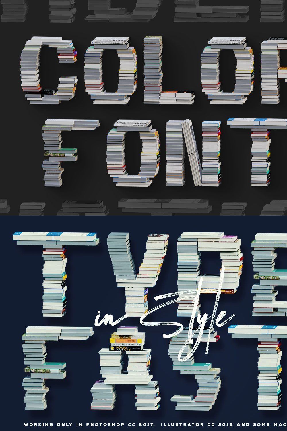 Books - Color Font pinterest preview image.