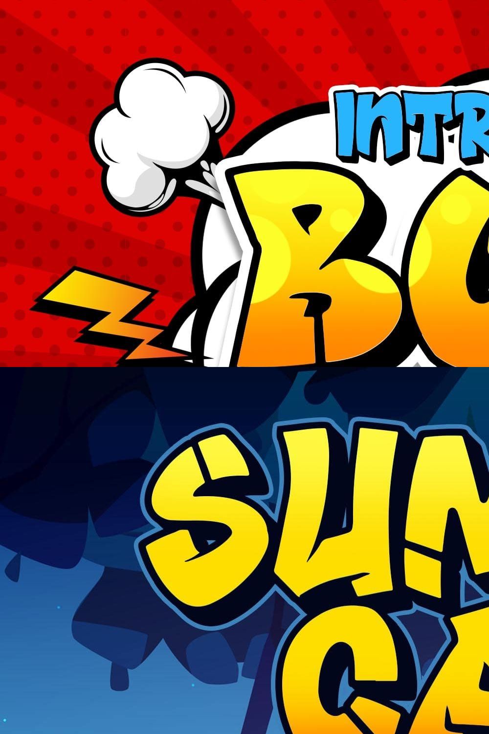 Boom Boom Cartoon Font pinterest preview image.