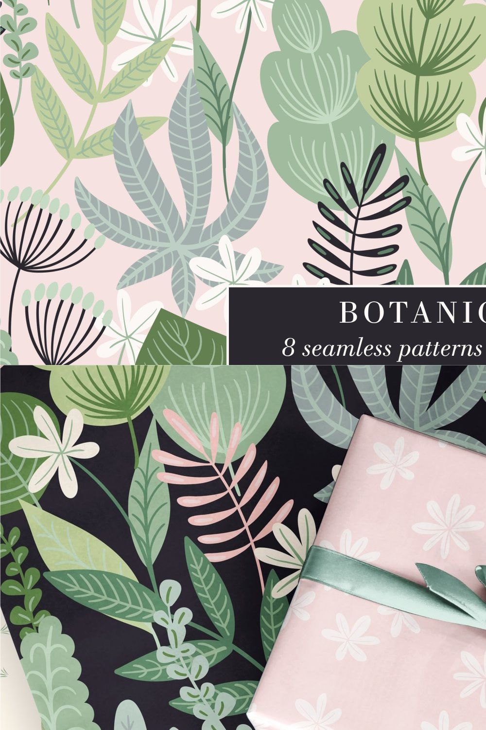 Botanical patterns & elements pinterest preview image.