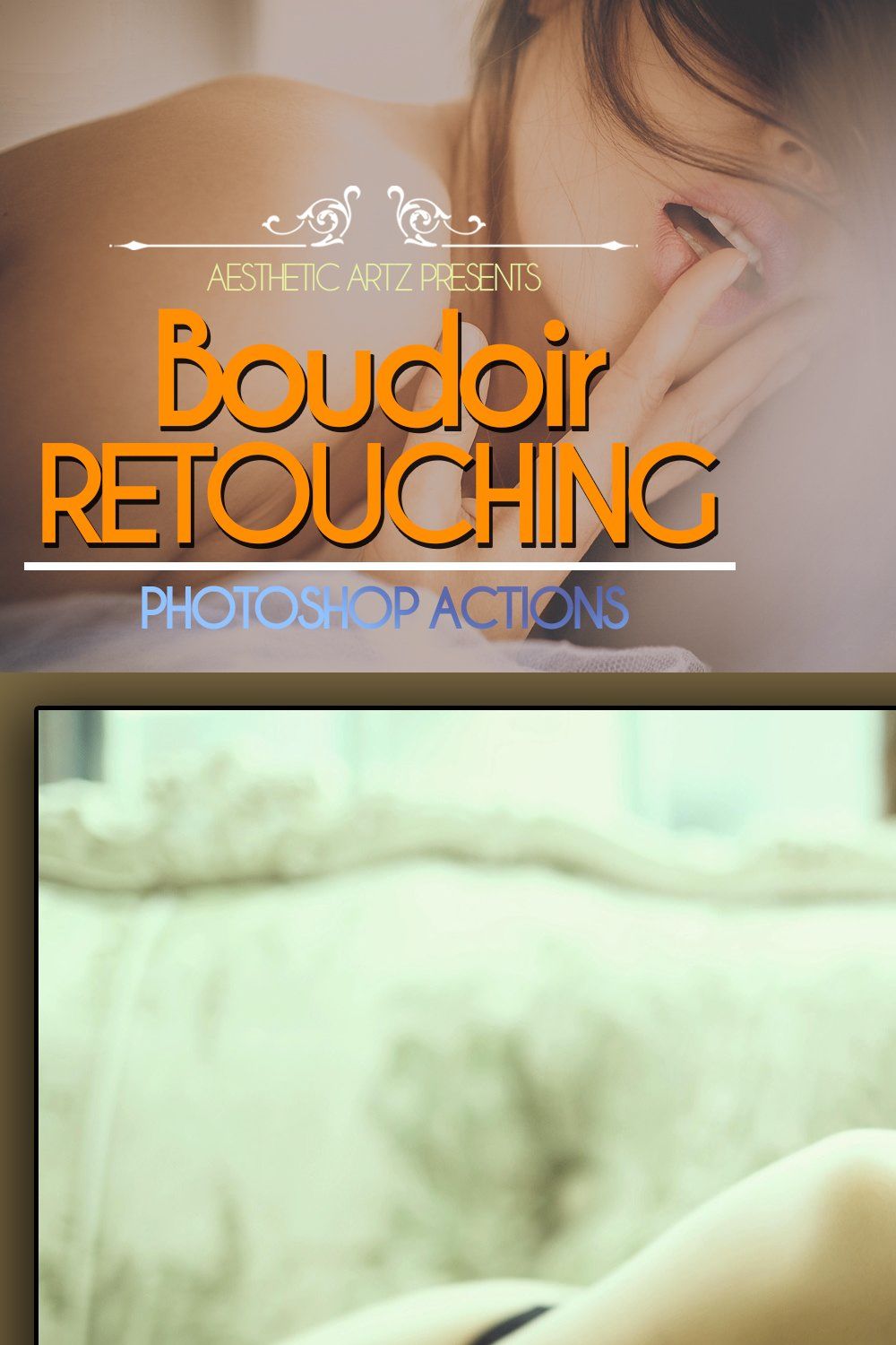 Boudoir Retouching Photoshop Actions pinterest preview image.