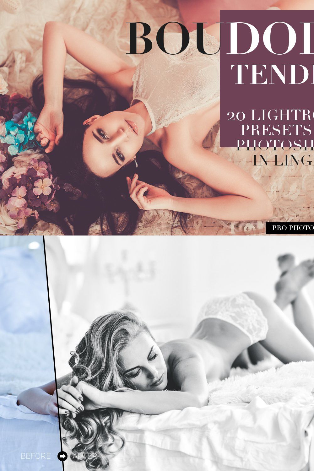 Boudoir Tender Lightroom Presets pinterest preview image.