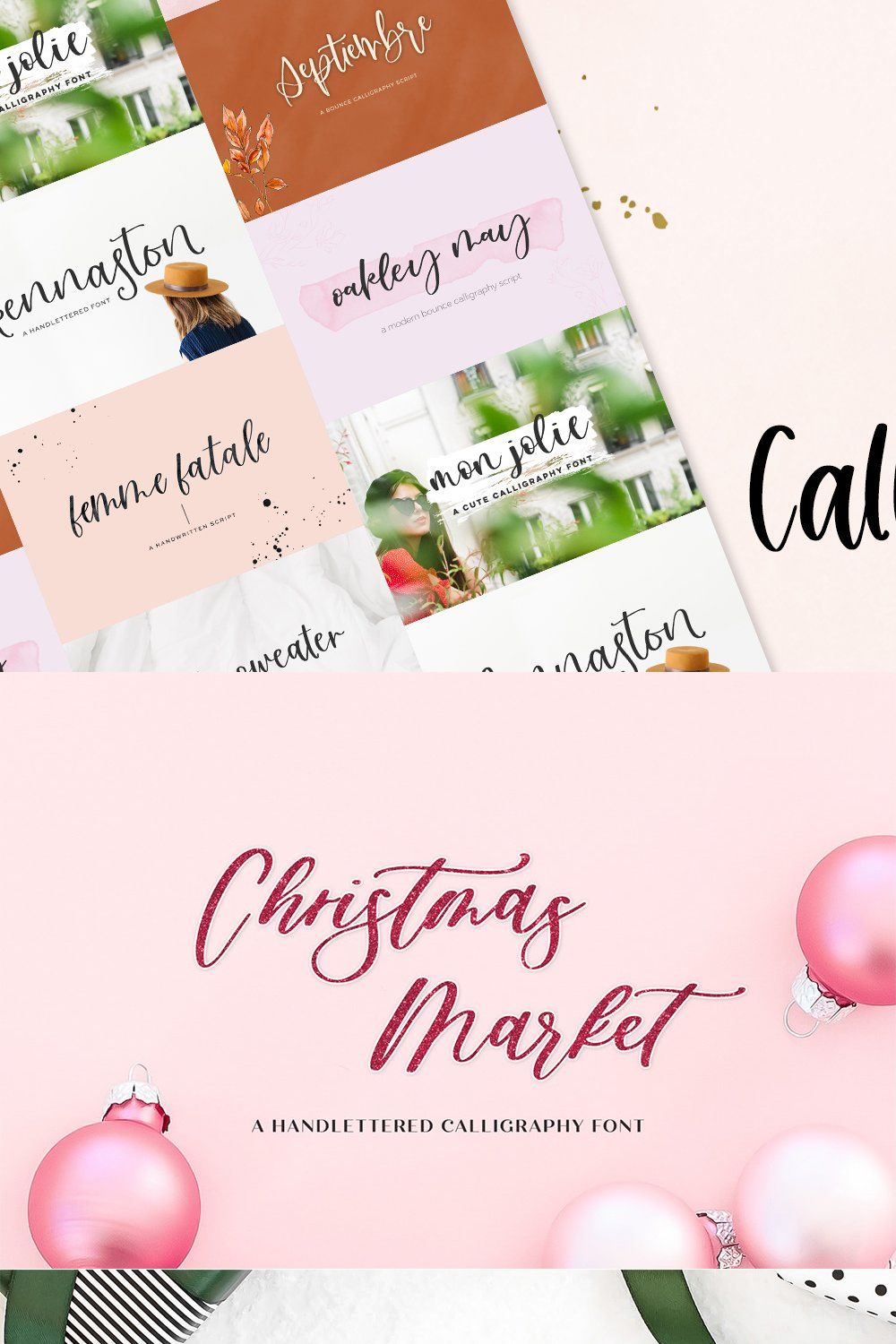 Bounce Calligraphy Font Bundle pinterest preview image.