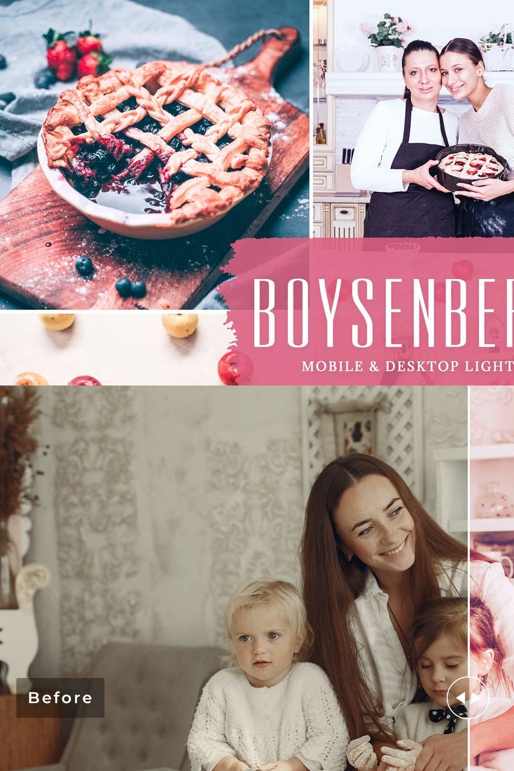 Boysenberry Pie Pro Lightroom Preset pinterest preview image.