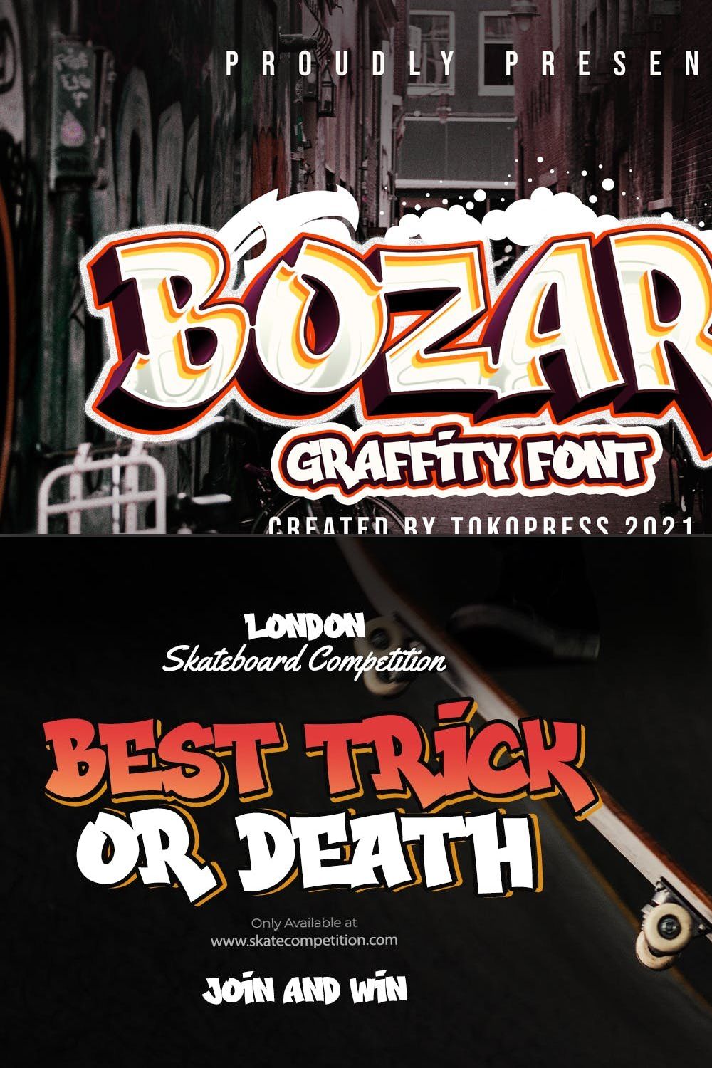 BOZART - Graffiti font pinterest preview image.