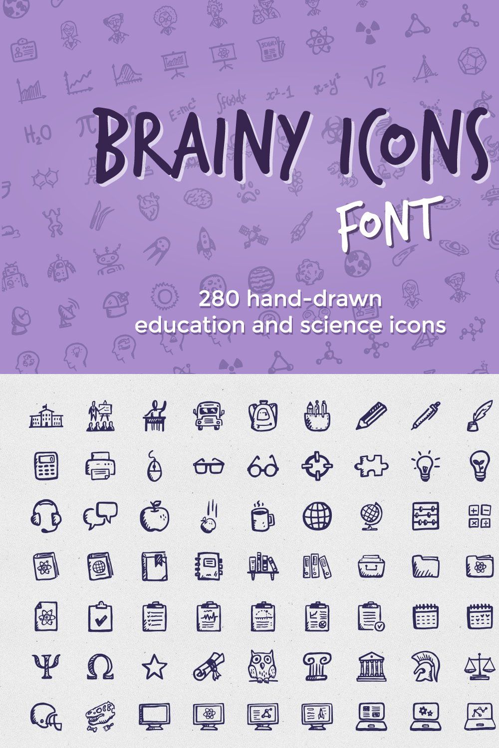 Brainy Icons Font pinterest preview image.