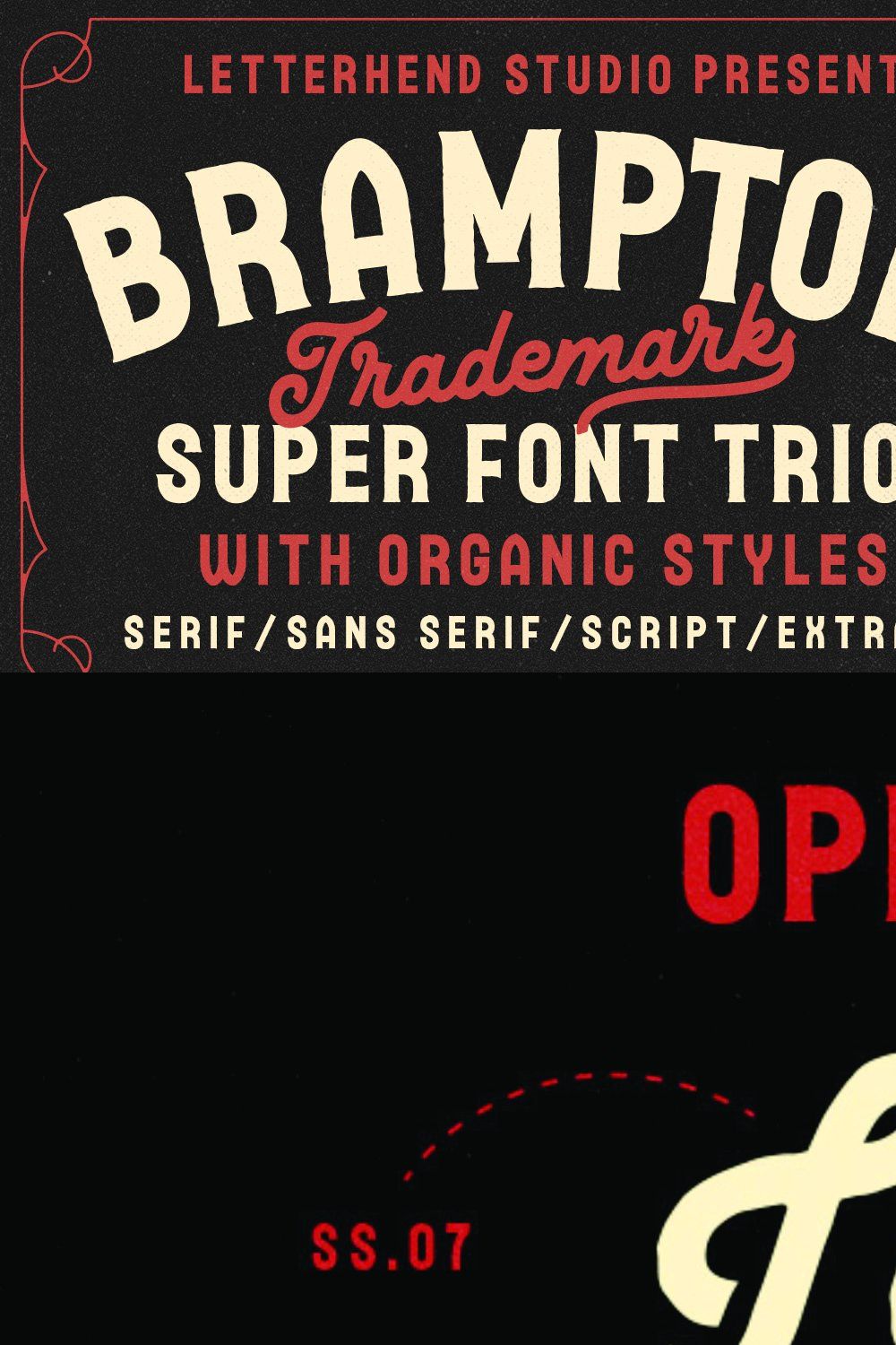Brampton - Font Trio with extras pinterest preview image.