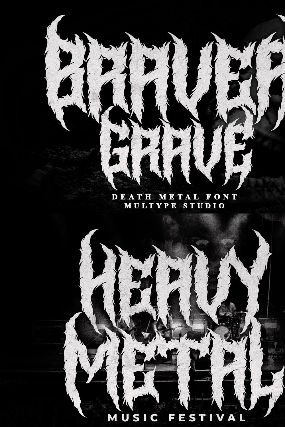 Braver Grave - Death Metal Font pinterest preview image.