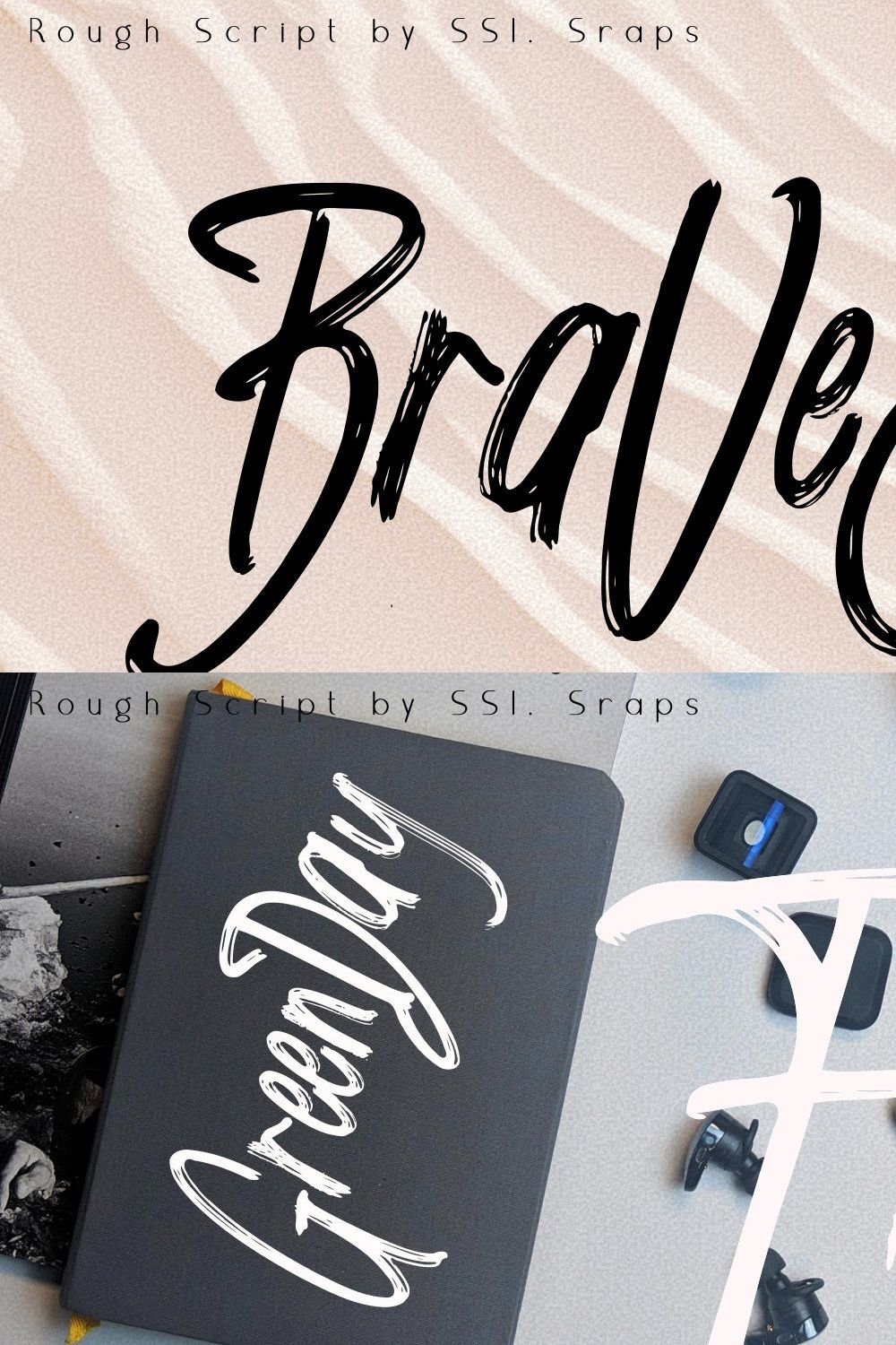 Bravest rough script font pinterest preview image.