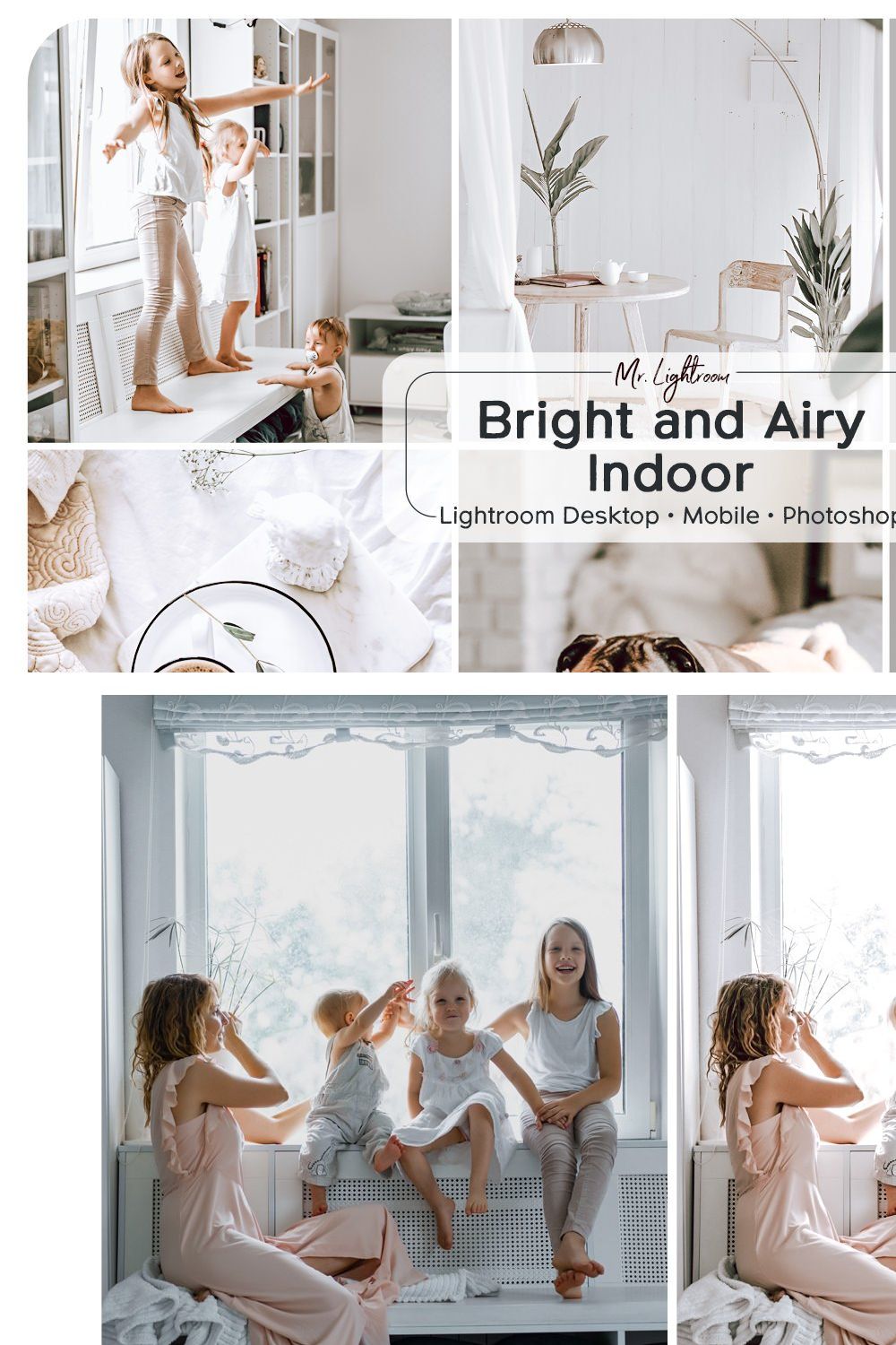 Bright and Airy Indoor Presets pinterest preview image.