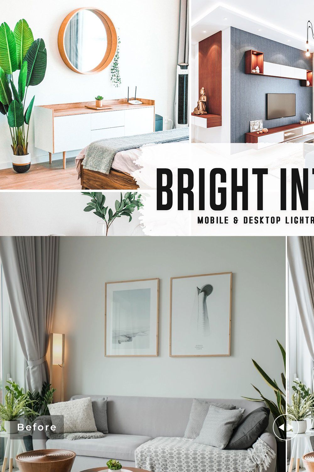 Bright Interior Lightroom Presets pinterest preview image.