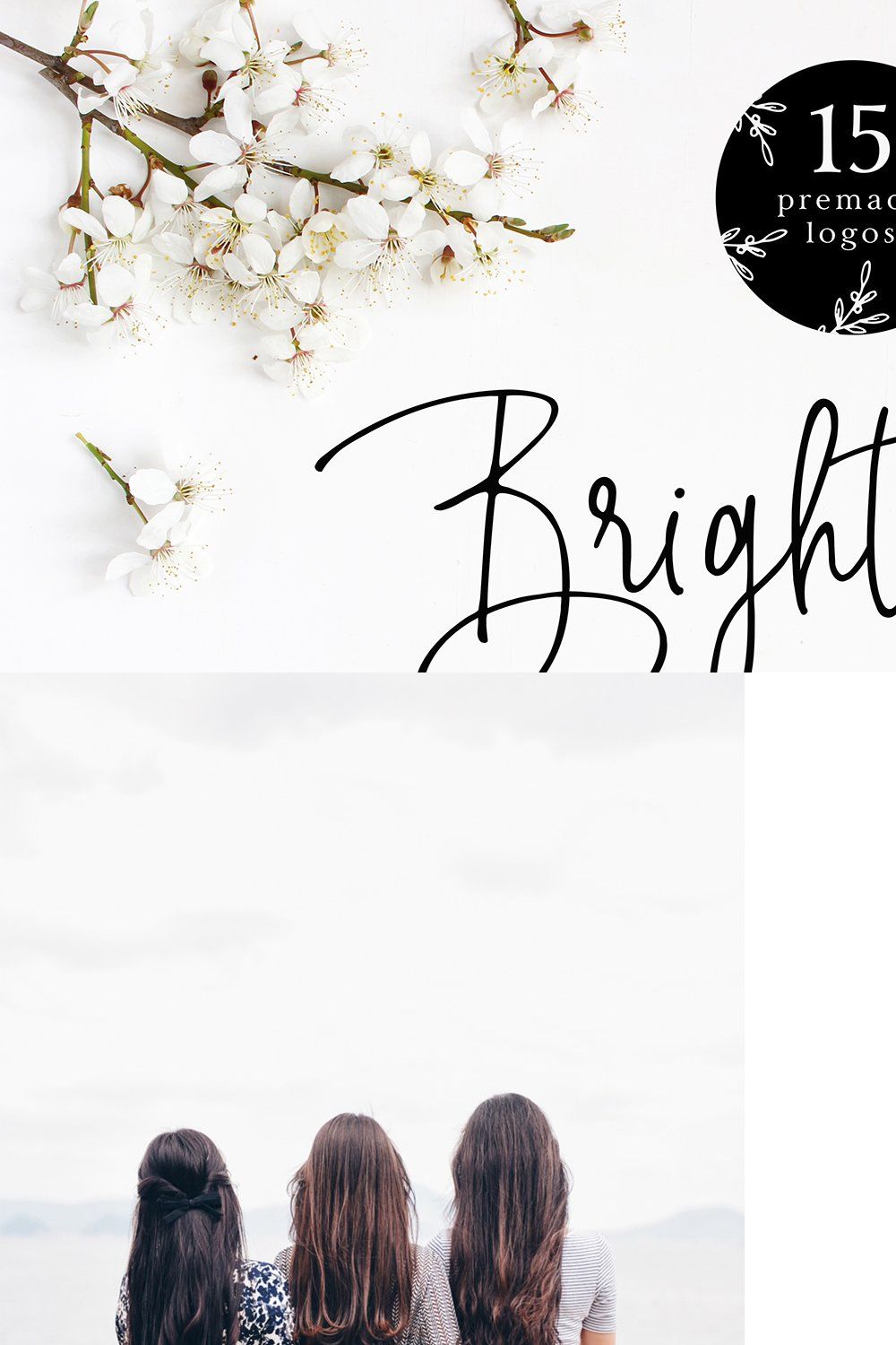 Bright Side script font & logos pinterest preview image.