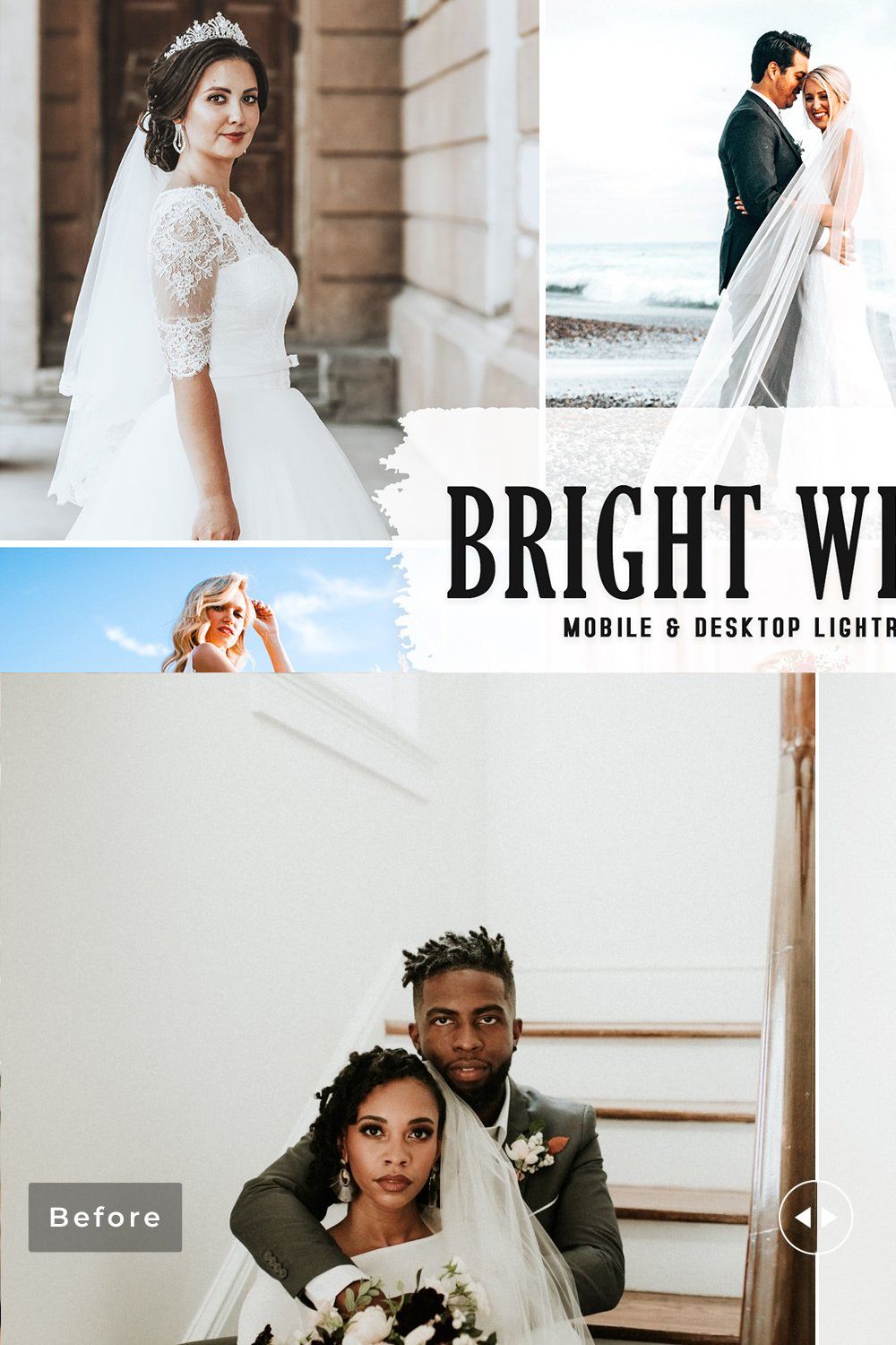 Bright Wedding Pro Lightroom Presets pinterest preview image.