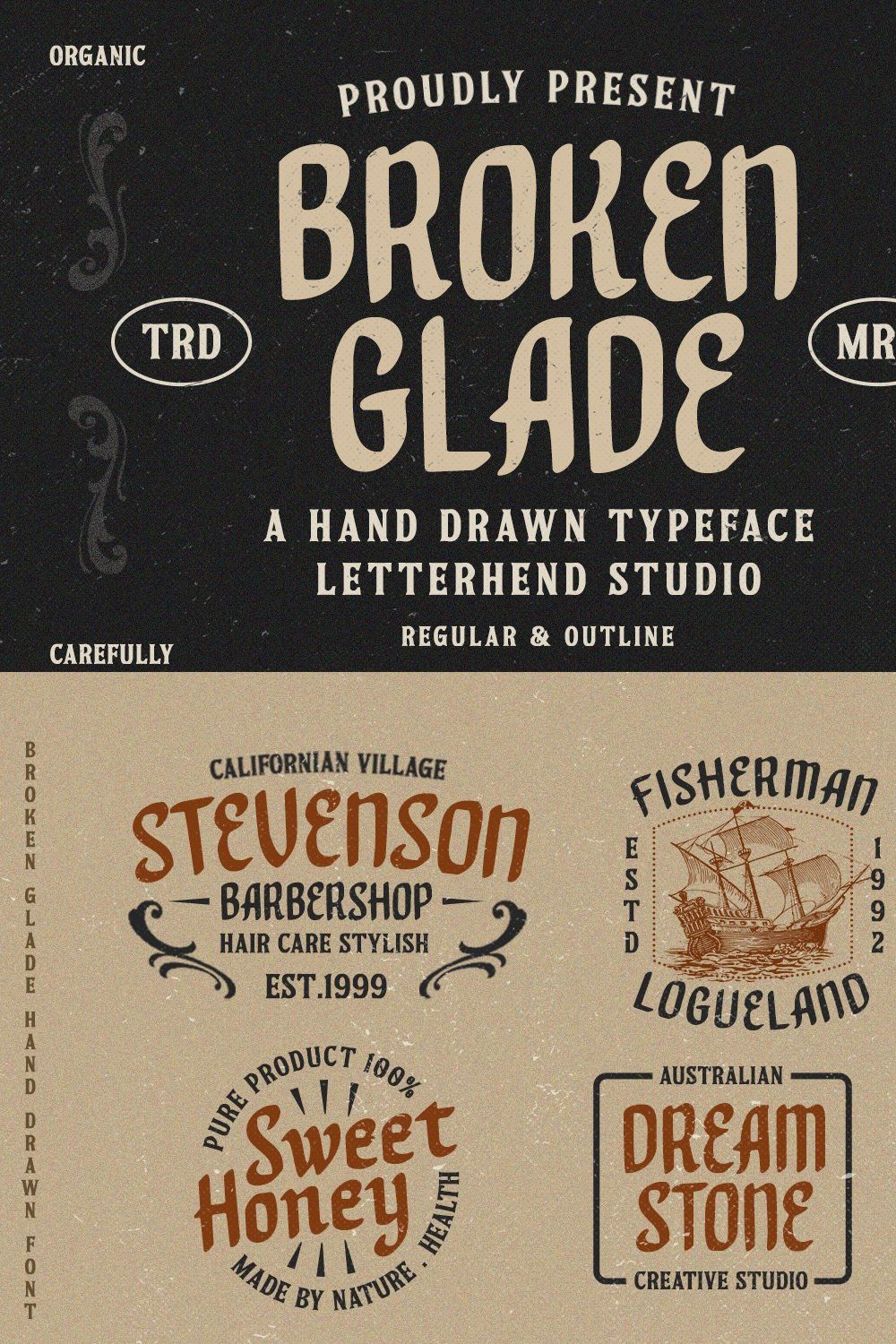 Broken Glade - Hand Drawn Typeface pinterest preview image.