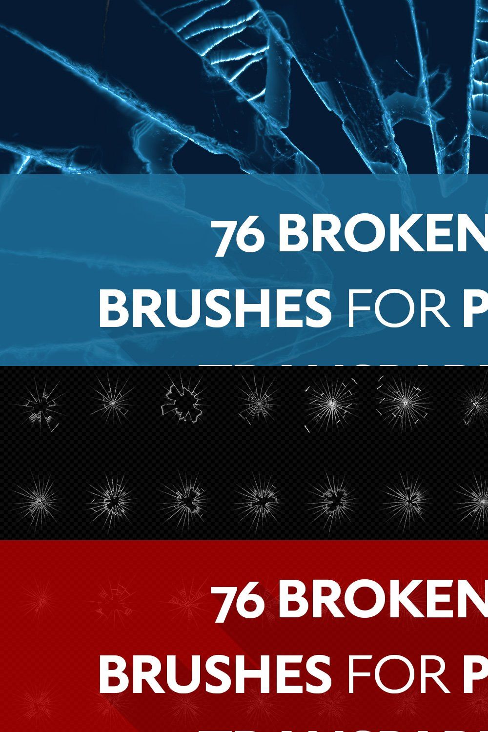 Broken Glass Brushes and Textures pinterest preview image.
