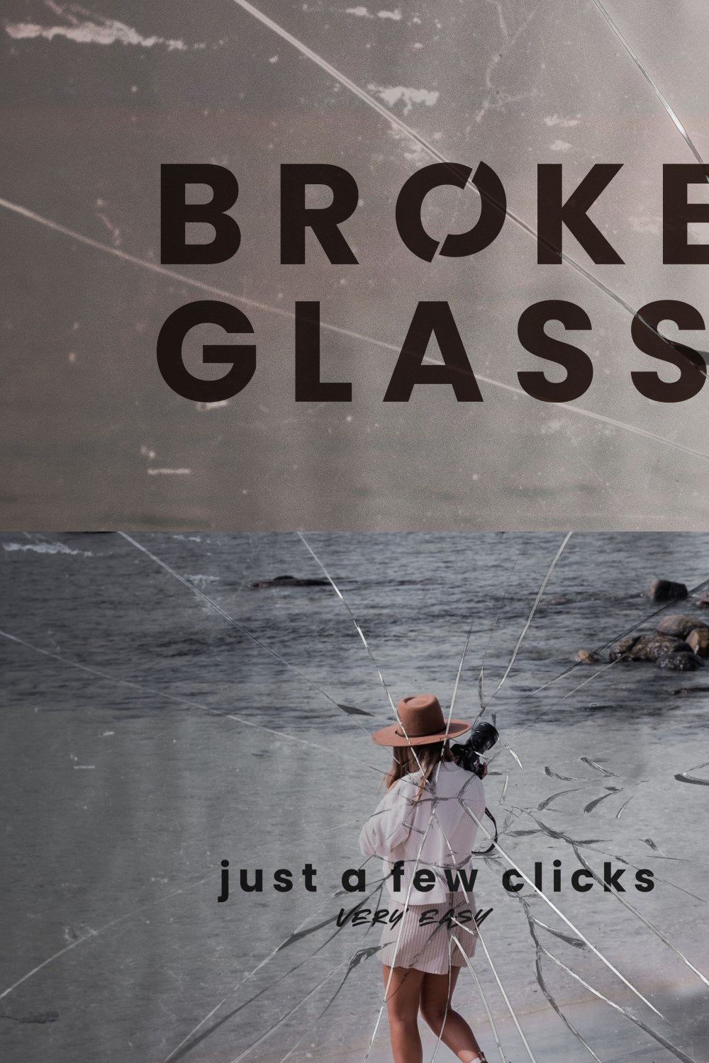 Broken Glass Photo Effect Psd pinterest preview image.