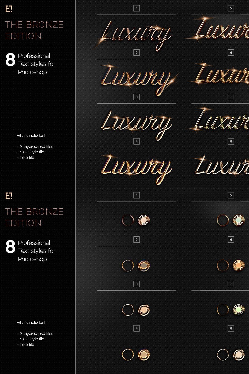 Bronze Photoshop Layer Styles pinterest preview image.