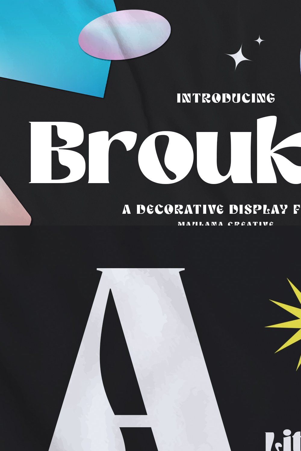 Broukha Decorative Display Font pinterest preview image.