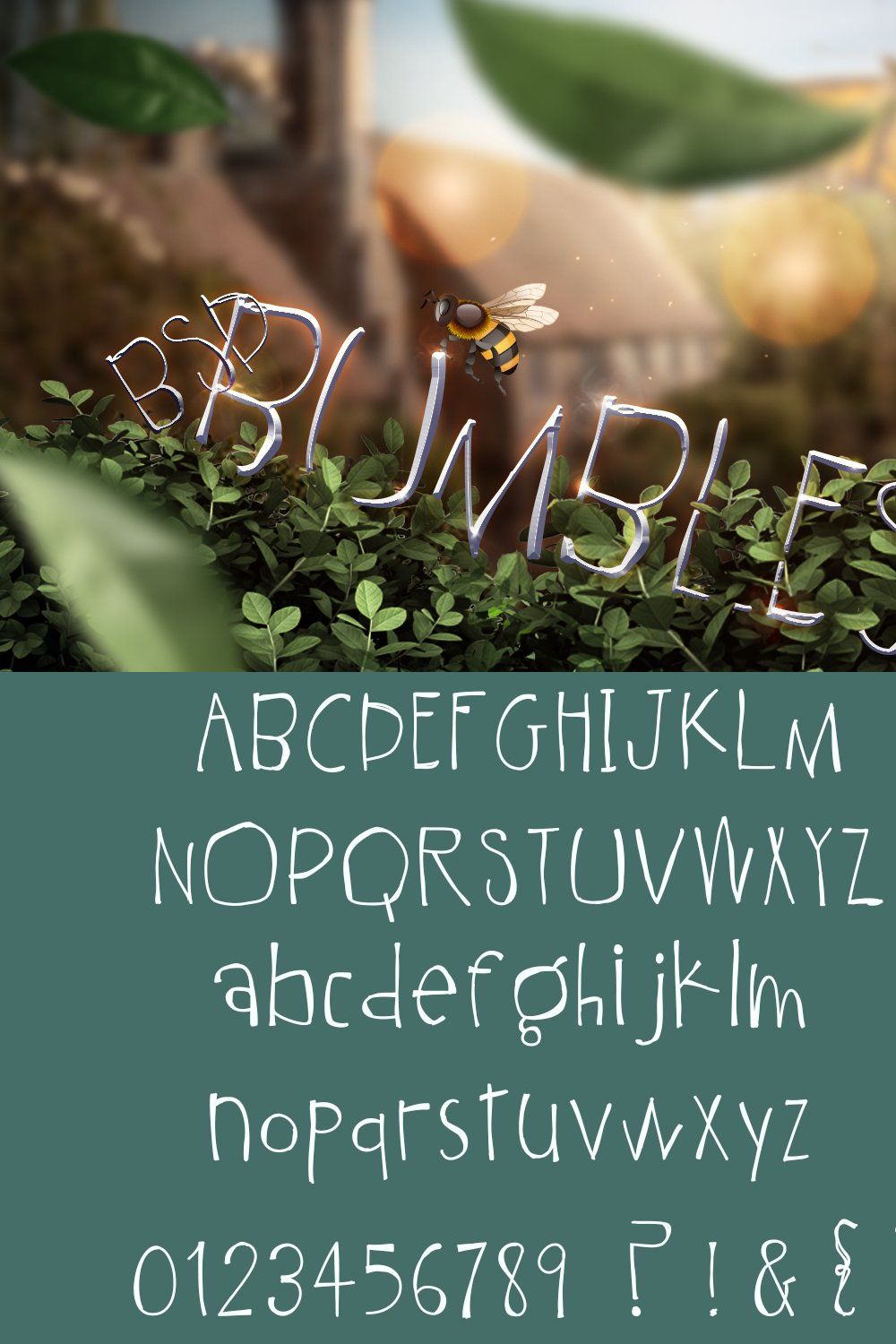 BSD Bumbles Font pinterest preview image.