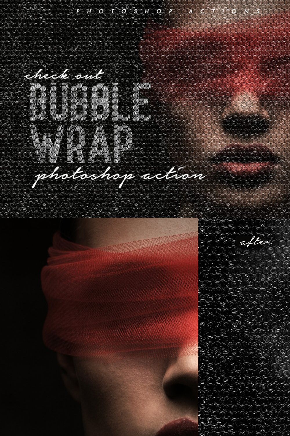 Bubble Wrap Photoshop Action pinterest preview image.