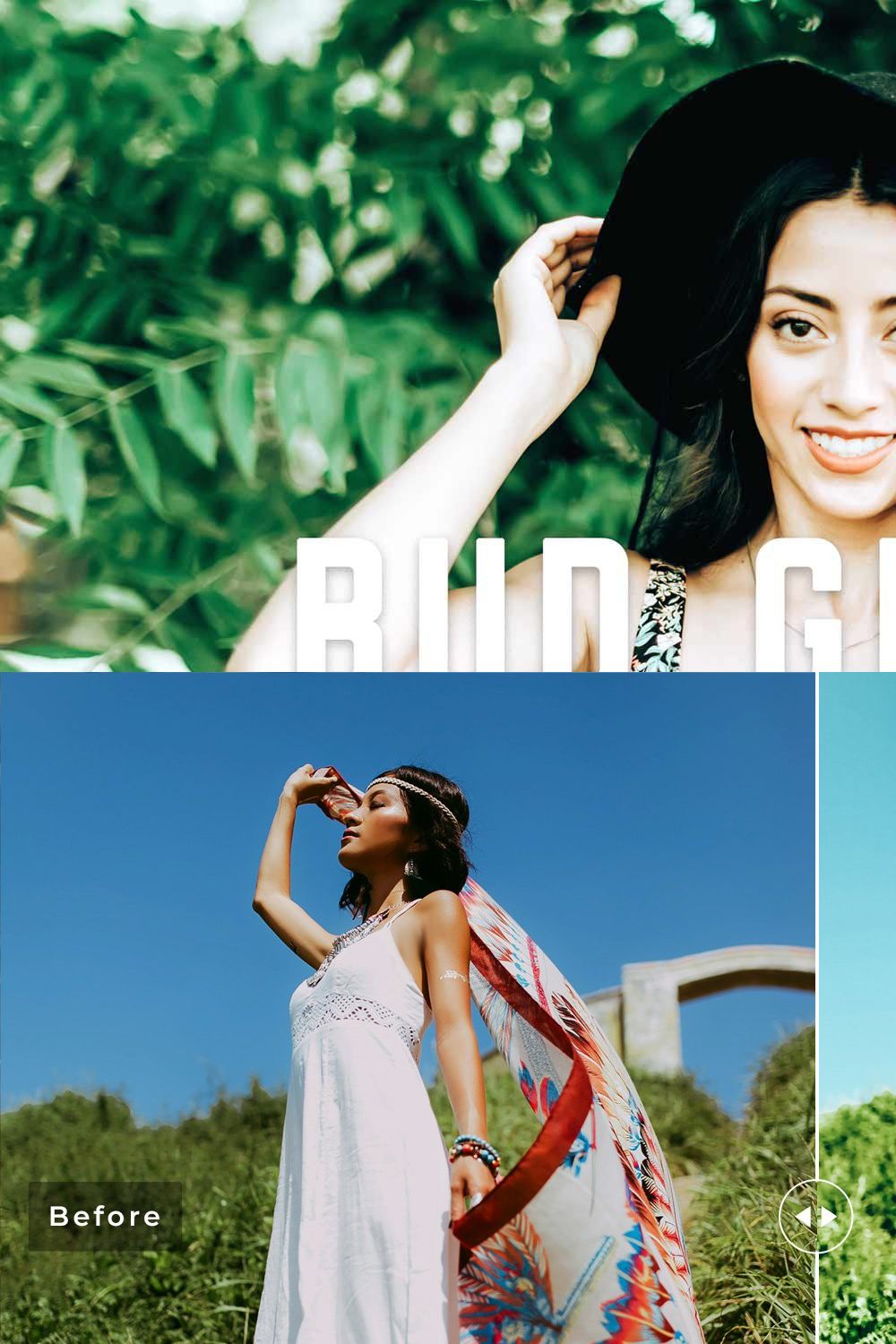 Bud Green Pro Lightroom Presets pinterest preview image.