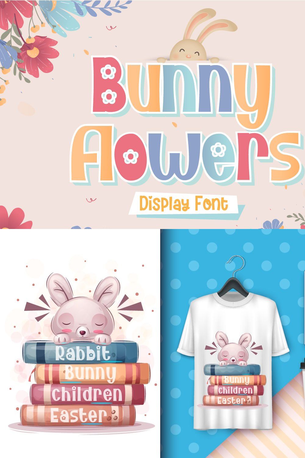 Bunny Flowers | Display Font pinterest preview image.